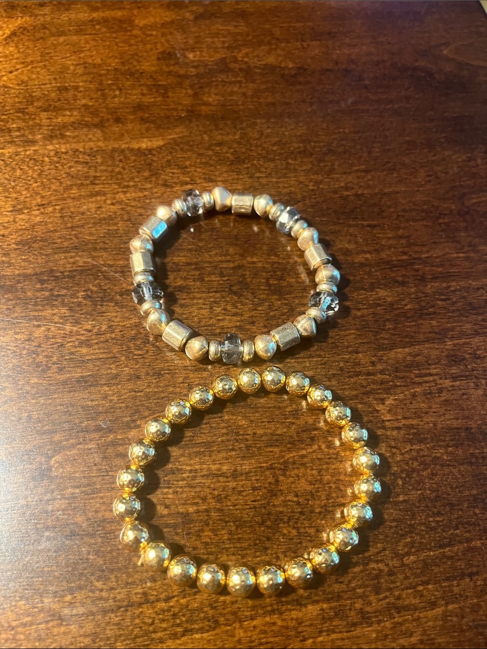 Gold Tone and Beaded Stretch Bracelets